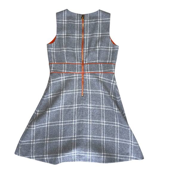 Sail to Sable Gray Orange Wool Plaid A-Line Mod Shift Dress Mod Size 4 - Picture 4 of 10